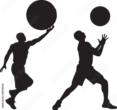 Basketball player playing basketball silhouette vector file