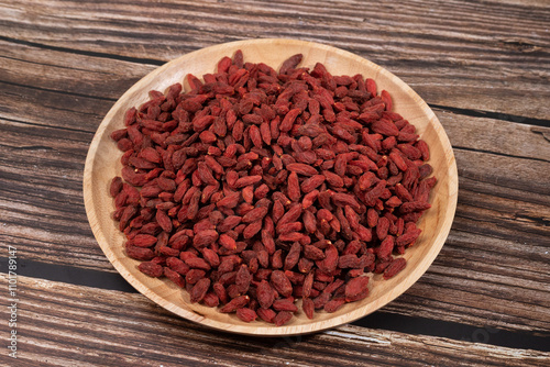 Chinese goji berries from Ningxia on a plate photo