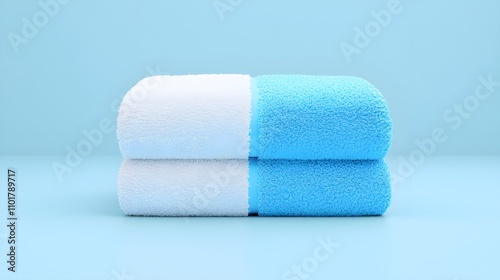 Towels stacked neatly bathroom space product photography minimalist style close-up freshness and cleanliness concept