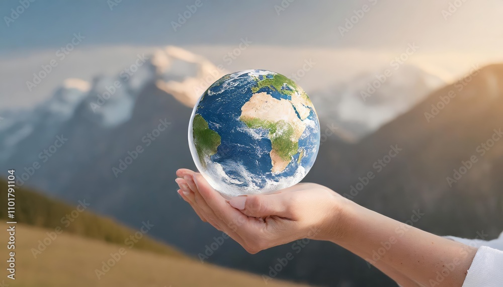 A woman’s hand gently cradling the Earth, symbolizing the importance of saving the planet, promoting Earth Day values, sustainable living practices, and preserving ecological balance for A woman’s hand gently cradling the Earth, symbolizing the importance of saving the planet, promoting Earth Day values, sustainable living practices, and preserving ecological balance for