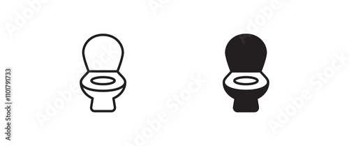 Toilet bowl icon button, vector, sign, symbol, logo, illustration, editable stroke, flat design style isolated on white