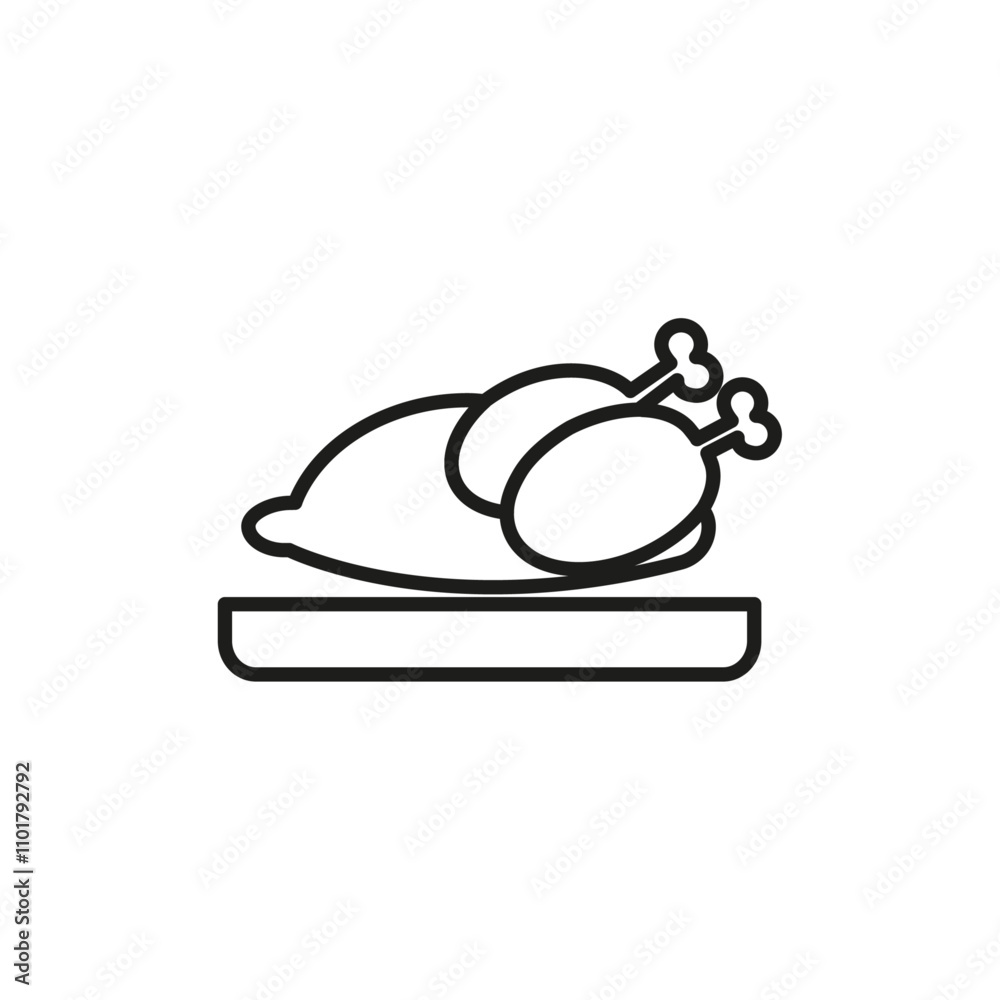 Baked turkey icon flat line symbol set. Baked turkey icon flat line symbol set.