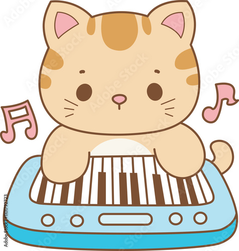 Illustration of cute kitty icon.
Funny cat in daily activities elements.
