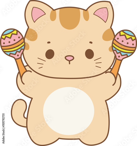 Illustration of cute kitty icon.
Funny cat in daily activities elements.
