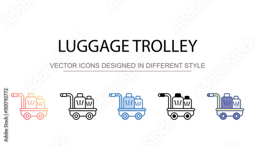 Luggage Trolley icon design with white background stock illustration