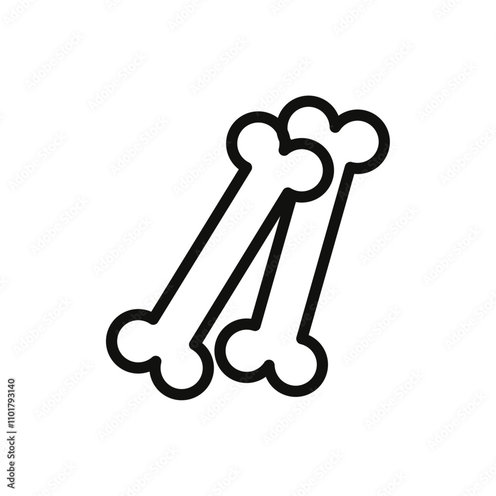 Bones icon flat line symbol set. Bones icon flat line symbol set.