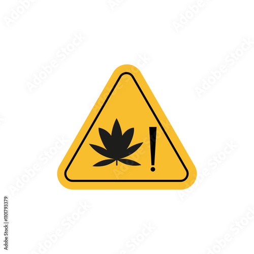 Cannabis packaging warning sign flat line symbol set.