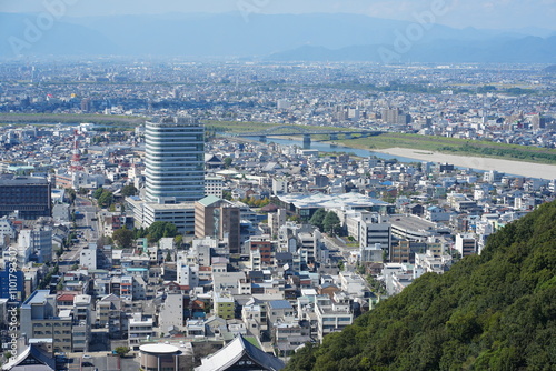 岐阜県の金華山からの岐阜市内の風景