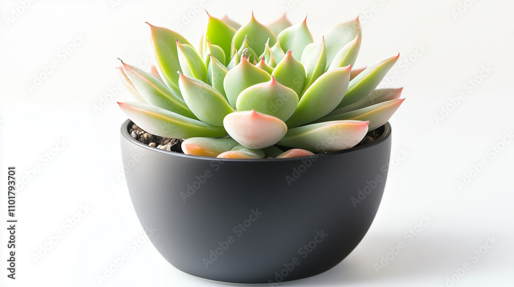 Single succulent in modern black ceramic pot Single succulent in modern black ceramic pot