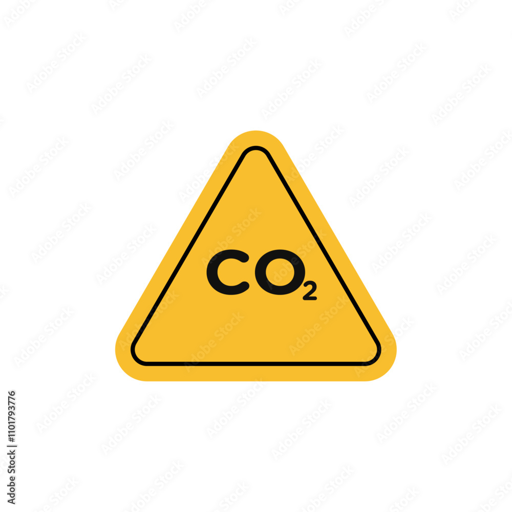 CO2 warning sign flat line symbol set. CO2 warning sign flat line symbol set.