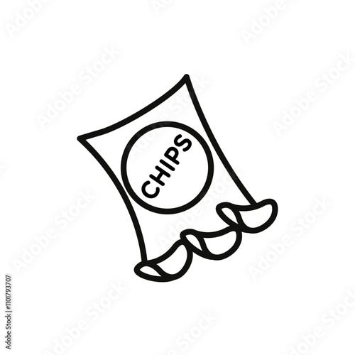Chips Icon flat line symbol set.
