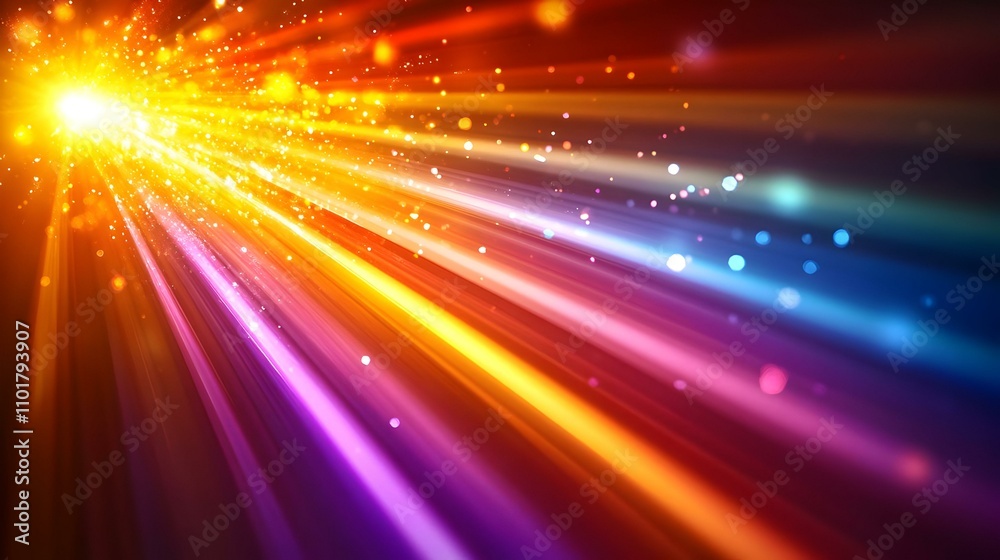 Obraz premium Glossy Abstract Light Beams Prism Spectrum Symbolizing Enlightenment Epiphany Photo Stock Concept