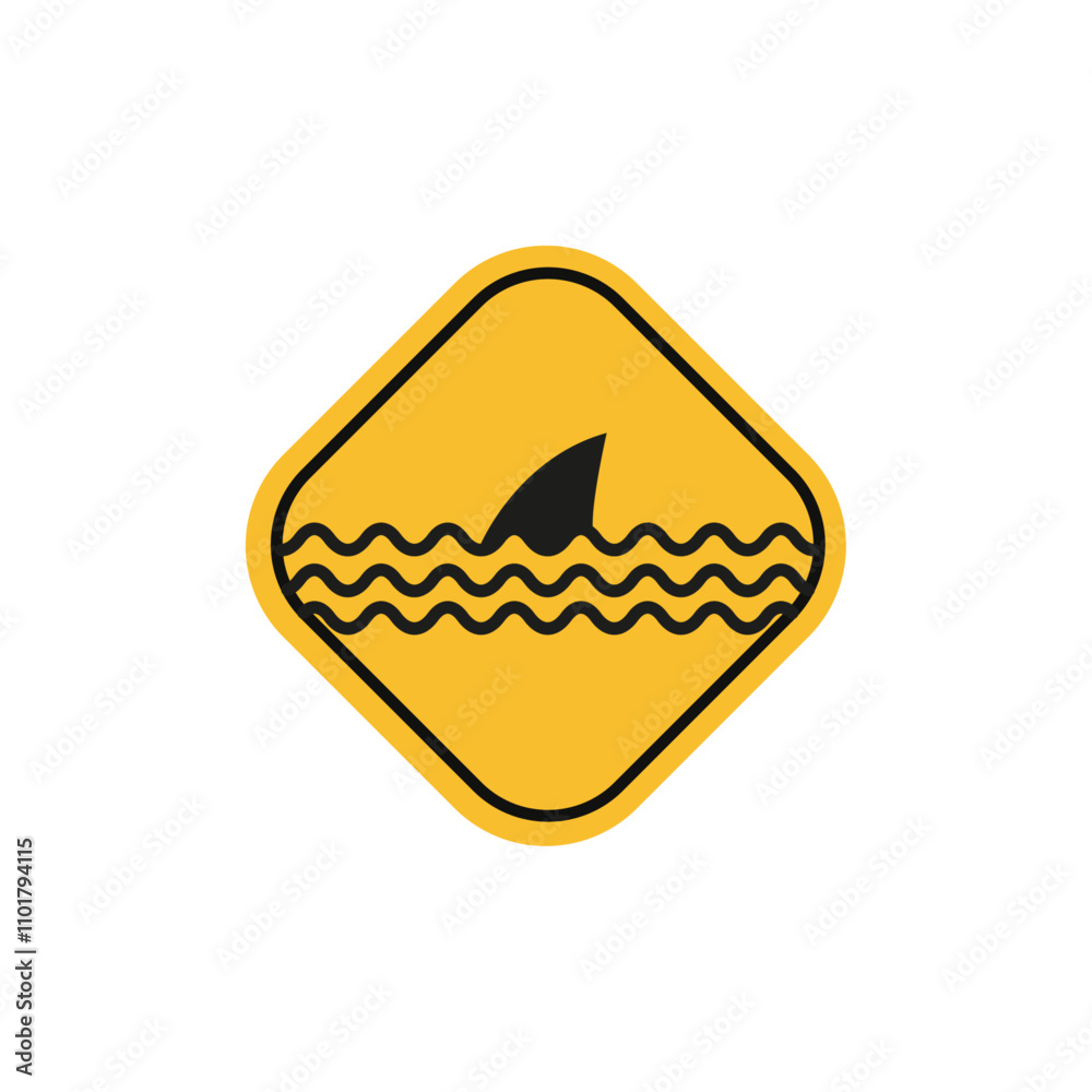 Danger of shark sign flat line symbol set. Danger of shark sign flat line symbol set.
