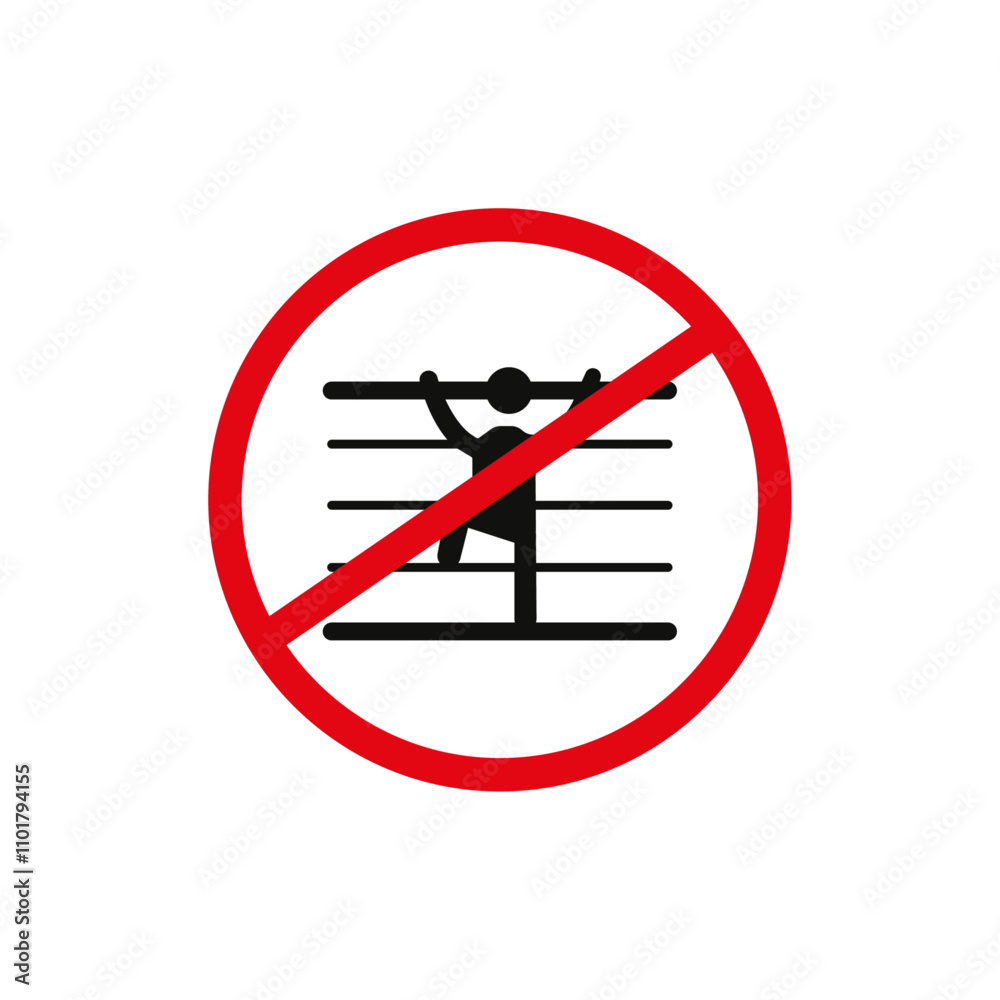 Do not climb sign flat line symbol set. Do not climb sign flat line symbol set.