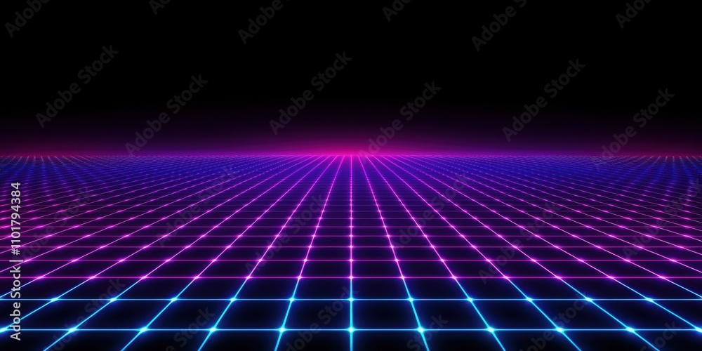 Futuristic neon grid landscape digital realm abstract art nighttime wide angle retro aesthetic for virtual experiences Futuristic neon grid landscape digital realm abstract art nighttime wide angle retro aesthetic for virtual experiences