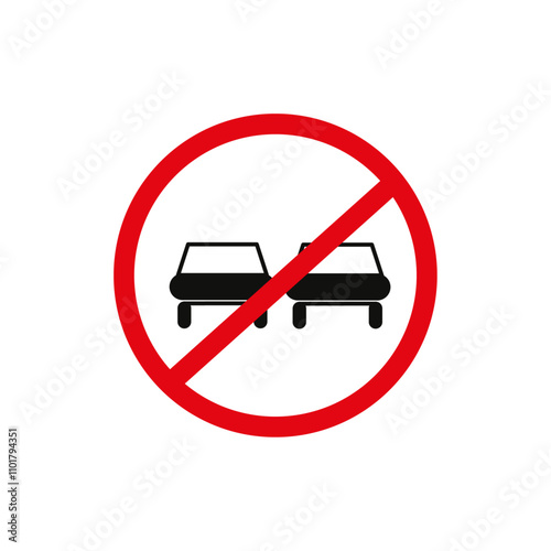 Do not overtake traffic Sign flat line symbol set.