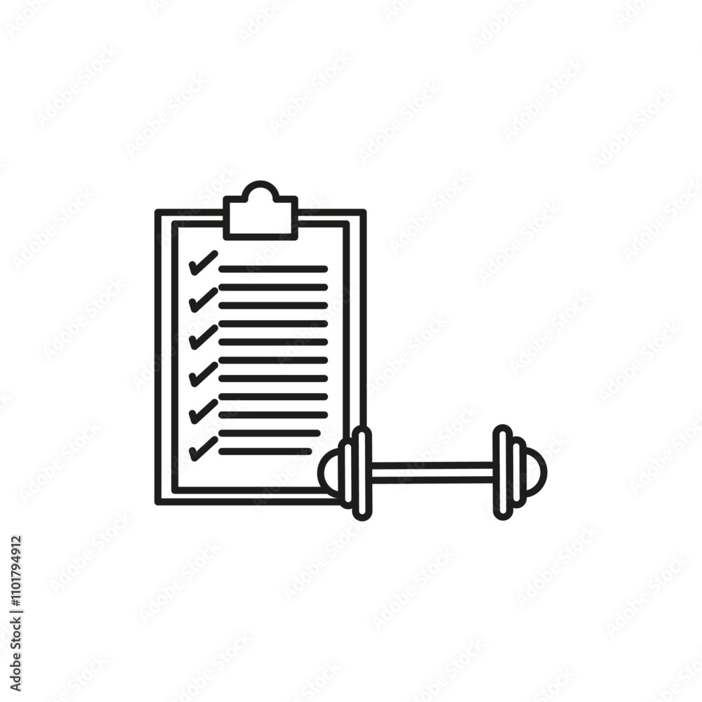 Fitness plan icon flat line symbol set. Fitness plan icon flat line symbol set.