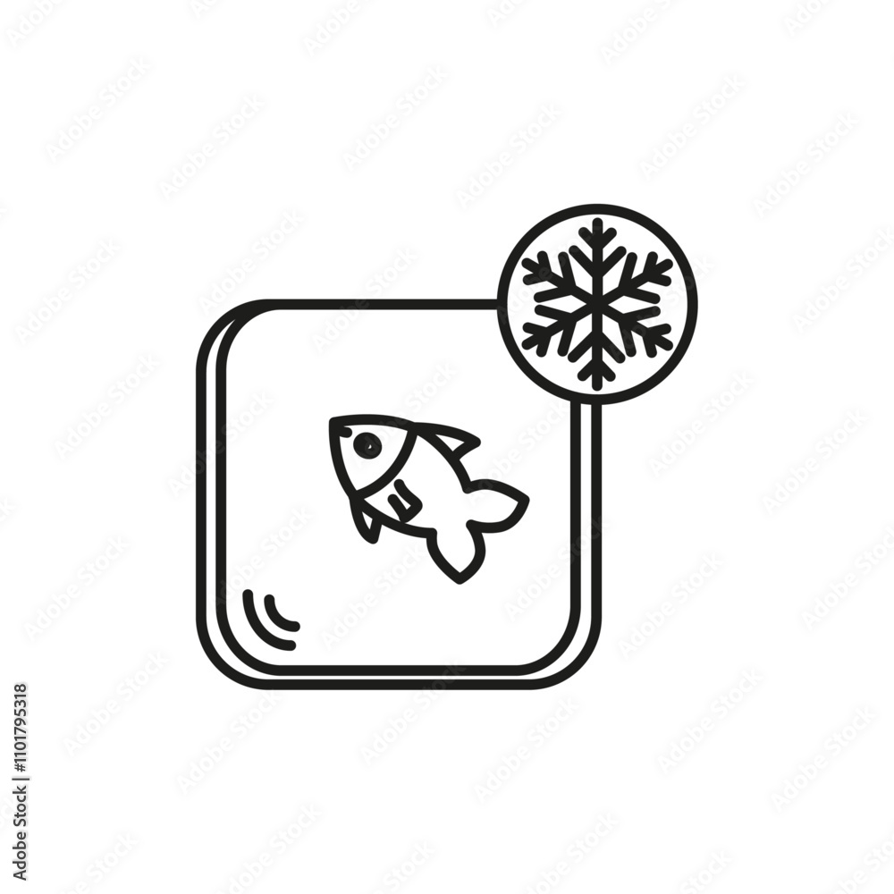 Frozen food icon flat line symbol set. Frozen food icon flat line symbol set.