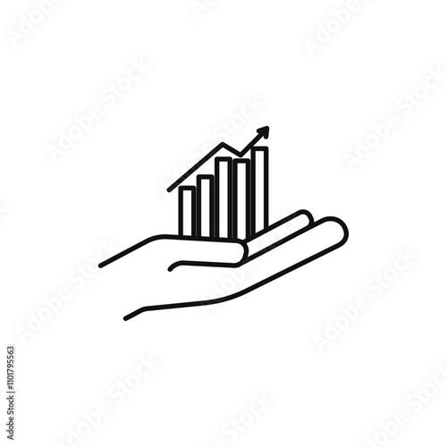 Growing profit icon flat line symbol set.