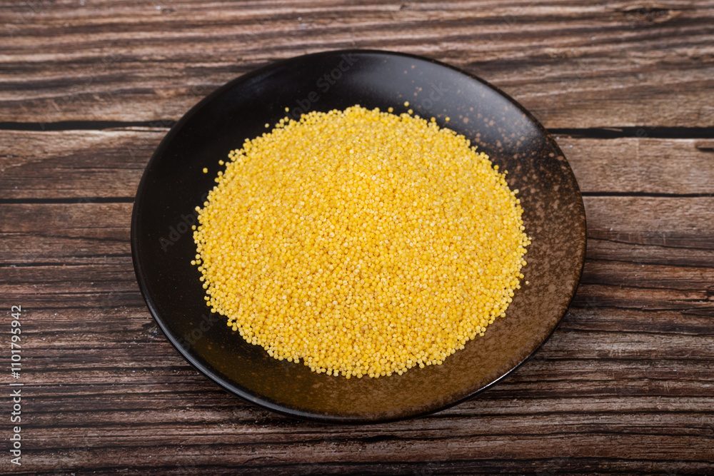 Golden millet on a plate Golden millet on a plate