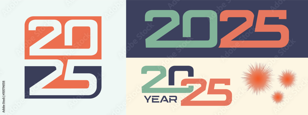 2025 new year design vector. trendy new year 2025 design template. 2025 new year design vector. trendy new year 2025 design template.