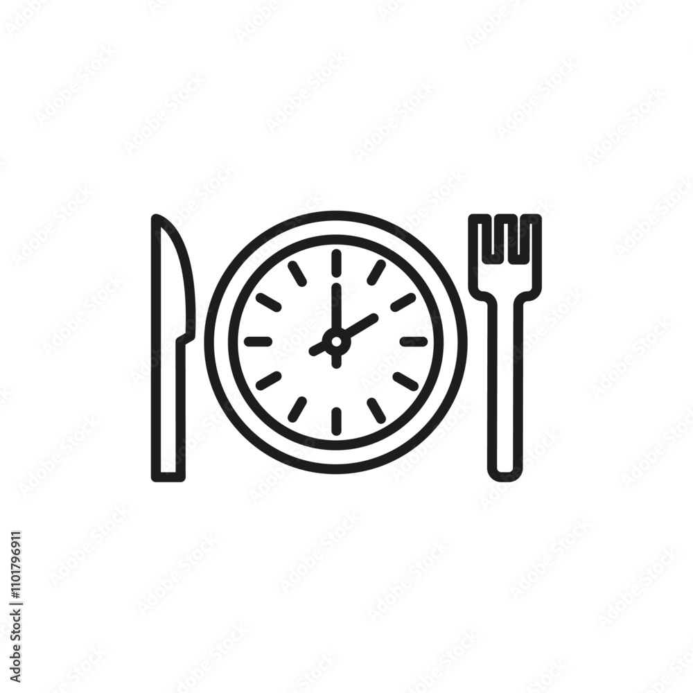 Lunch time icon flat line symbol set. Lunch time icon flat line symbol set.