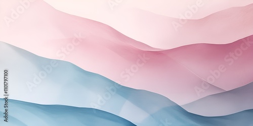 Soft abstract paper texture in pastel pink and blue tones, creating a harmonious gradient effect with layered waves