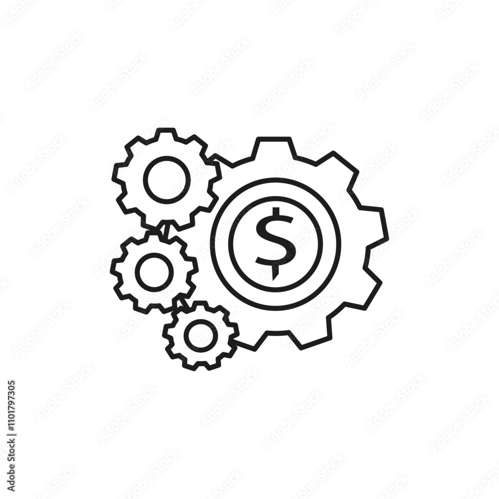Money processes icon flat line symbol set. Money processes icon flat line symbol set.