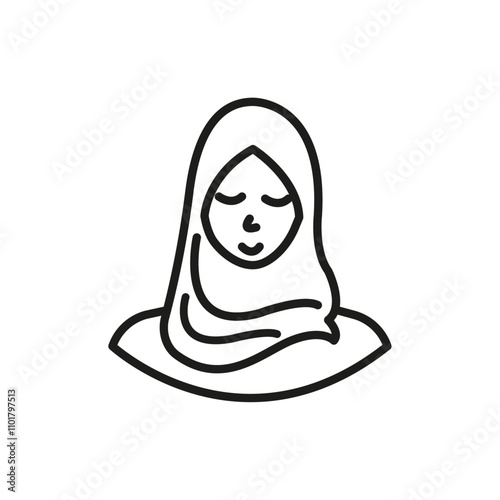 Muslim women icon flat line symbol set.