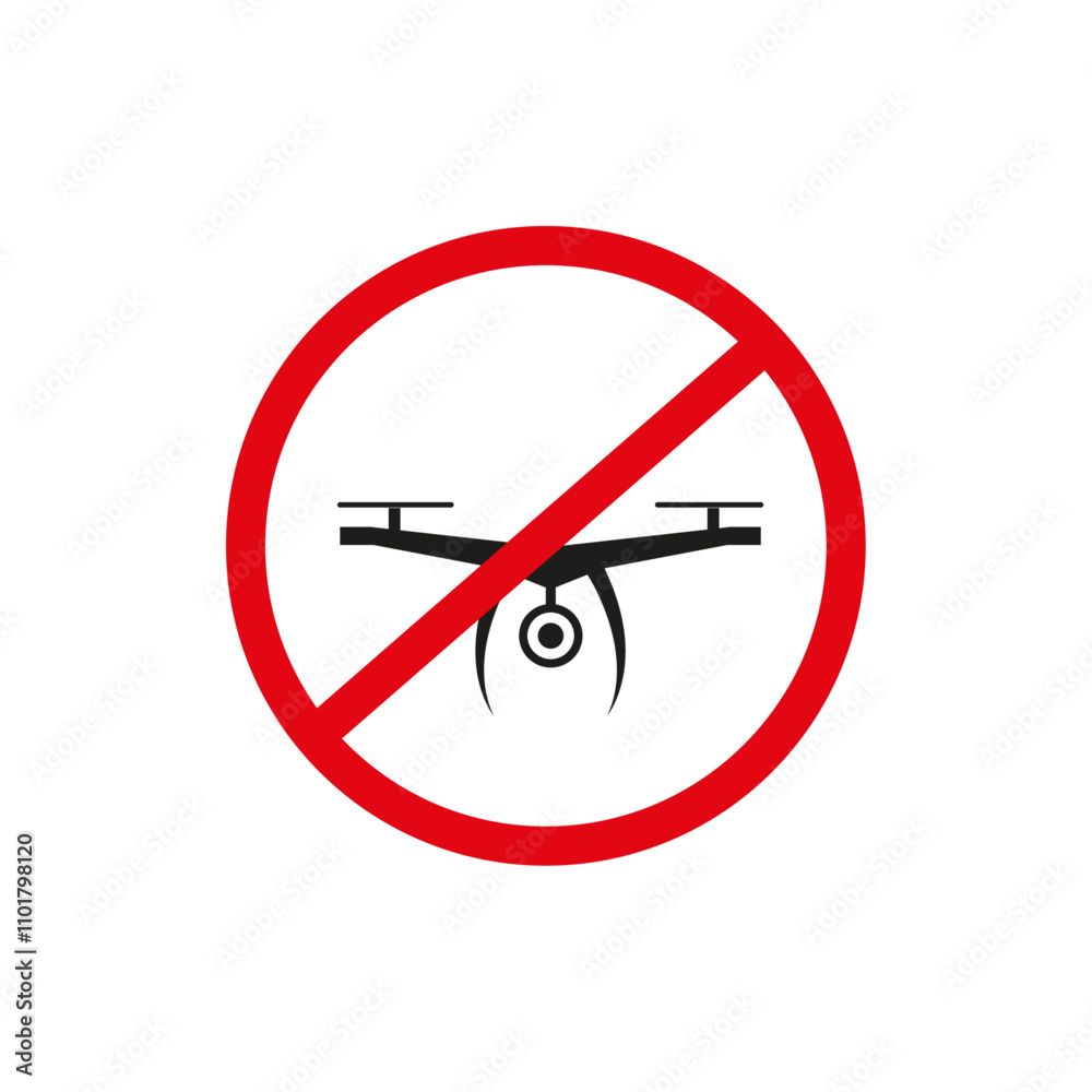 No fly drones sign flat line symbol set. No fly drones sign flat line symbol set.