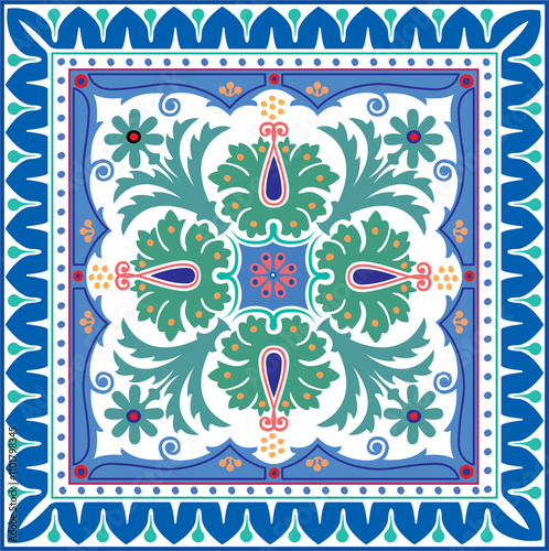 Oriental vector pattern with arabesques and floral elements. Traditional classic ornament