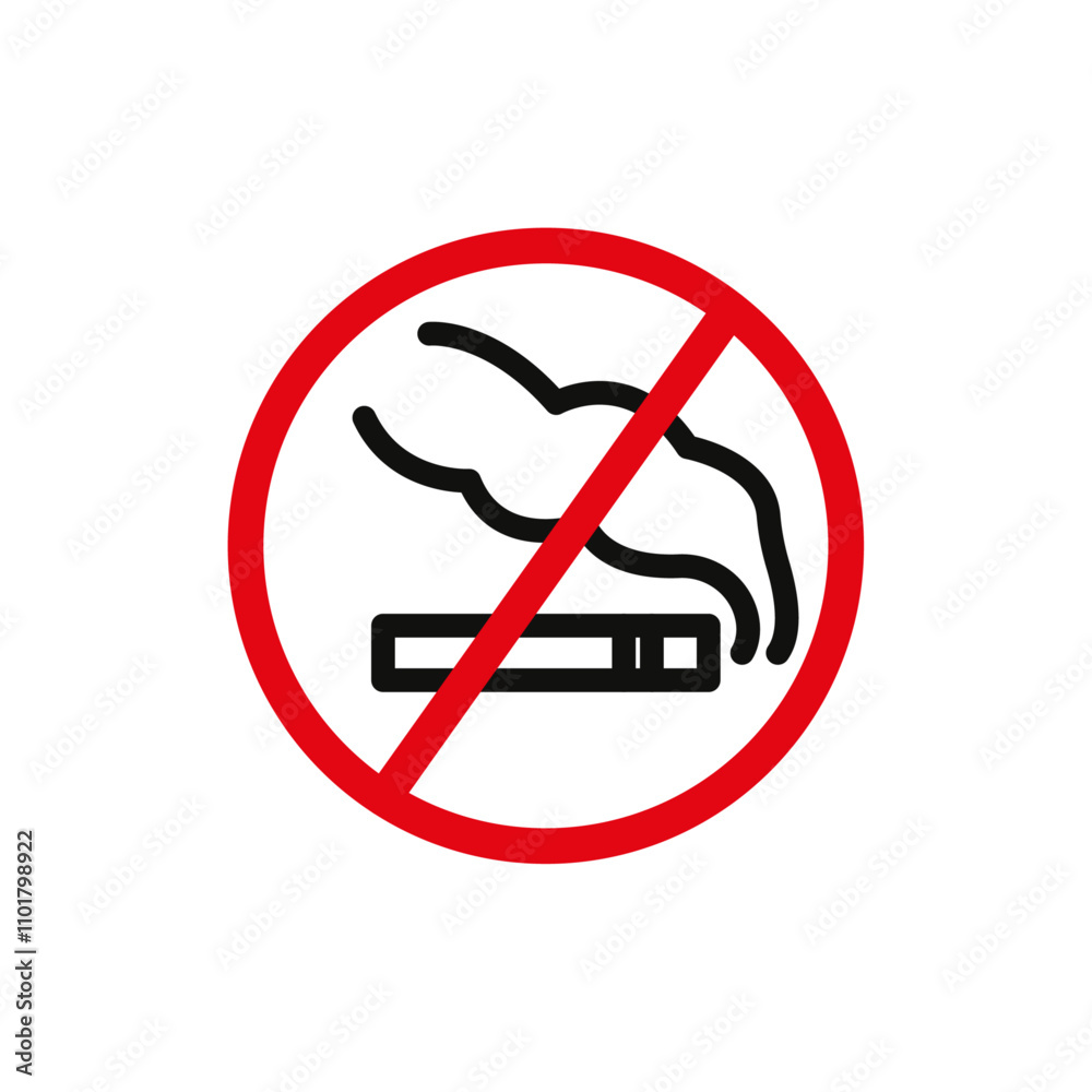 No smoking cigarette sign flat line symbol set. No smoking cigarette sign flat line symbol set.