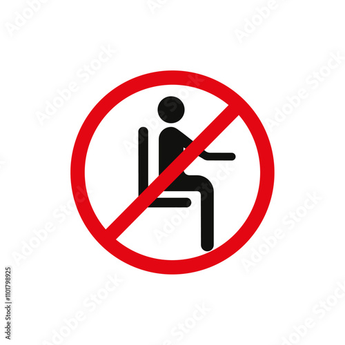 No sitting sign flat line symbol set.