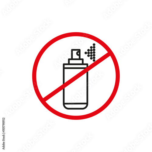 No spray can allowed sign flat line symbol set.