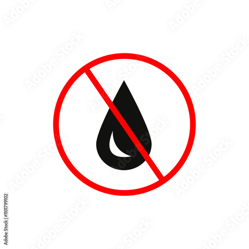 No Water drop sign flat line symbol set.