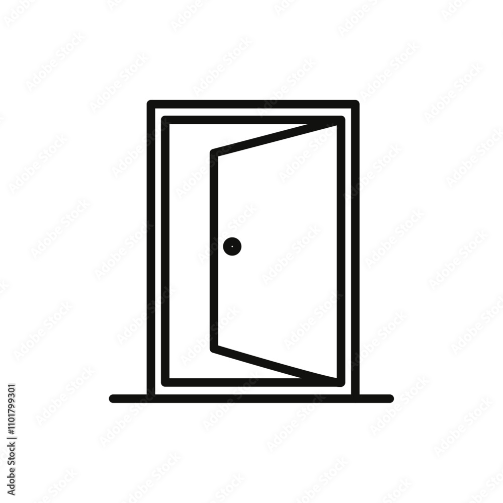 Open door icon flat line symbol set. Open door icon flat line symbol set.