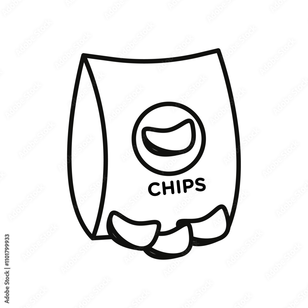 Potato chips icon flat line symbol set. Potato chips icon flat line symbol set.