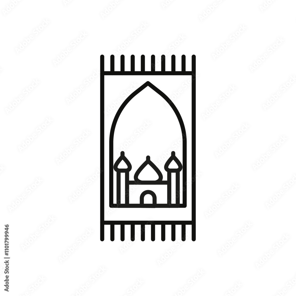 Prayer rug icon flat line symbol set. Prayer rug icon flat line symbol set.