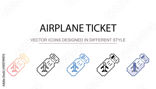 Airplane Ticket icon design with white background stock illustration