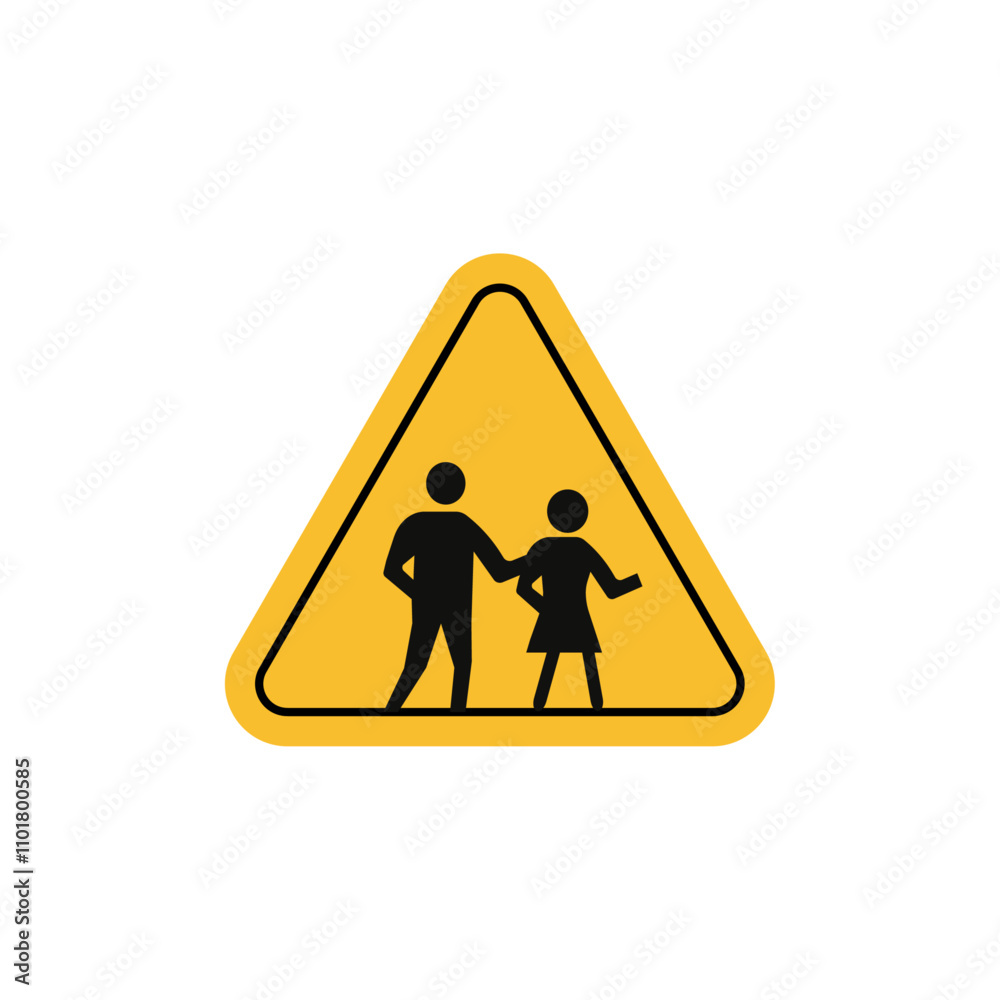 School crossing sign flat line symbol set. School crossing sign flat line symbol set.