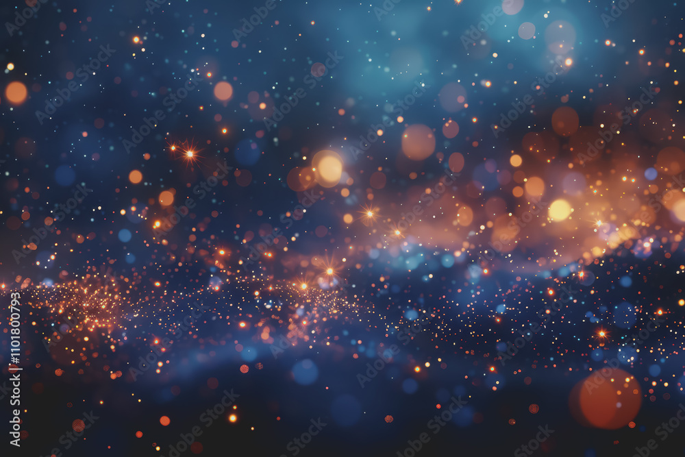 Glittering New Year's Eve party scene with fireworks on a dark blue background. Minimal style. Glittering New Year's Eve party scene with fireworks on a dark blue background. Minimal style.