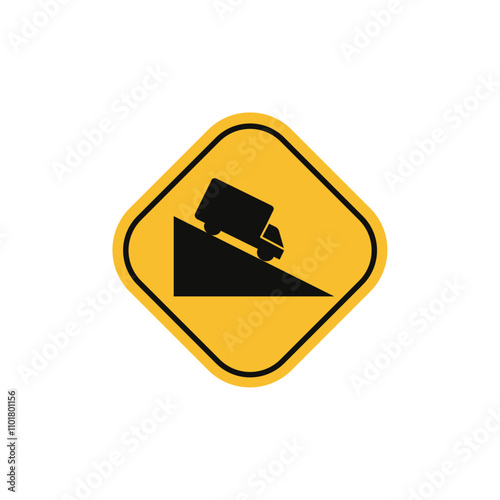 Steep slope ahead sign flat line symbol set.