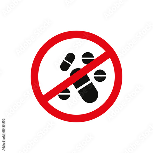 Stop using illegal drugs sign flat line symbol set.