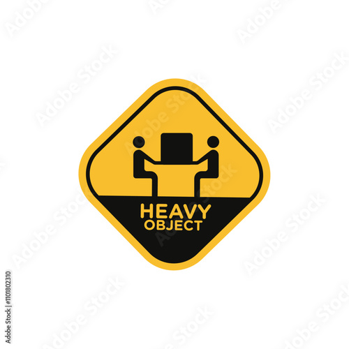 Warning heavy object sign flat line symbol set.