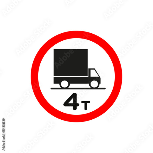 Weight limit traffic sign flat line symbol set.