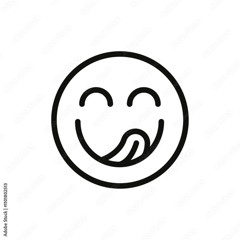 Yummy smile emoji icon flat line symbol set. Yummy smile emoji icon flat line symbol set.
