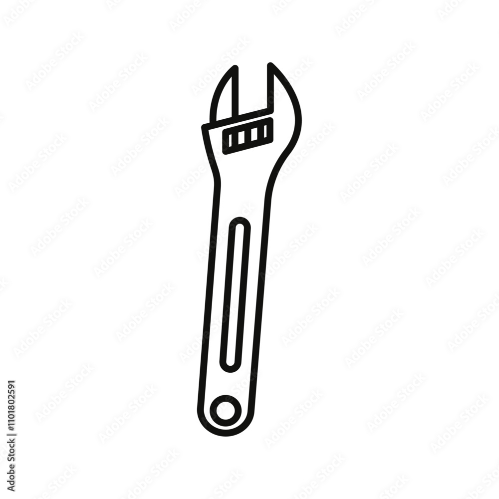 Adjustable wrench icon flat line symbol set. Adjustable wrench icon flat line symbol set.