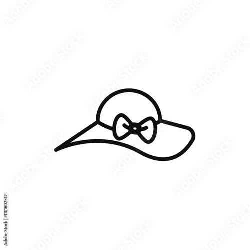 Woman hat icon flat line symbol set.