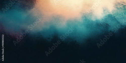 Abstract teal, orange, and dark smoky background.