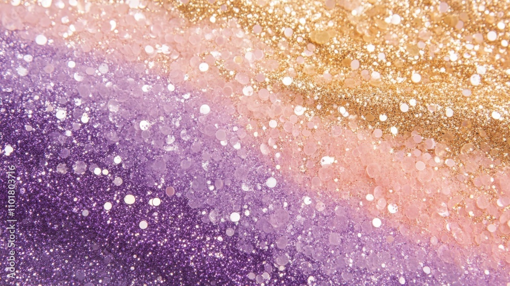 Fototapeta premium Sparkling Glitter Gradient Purple, Pink, and Gold Shimmer